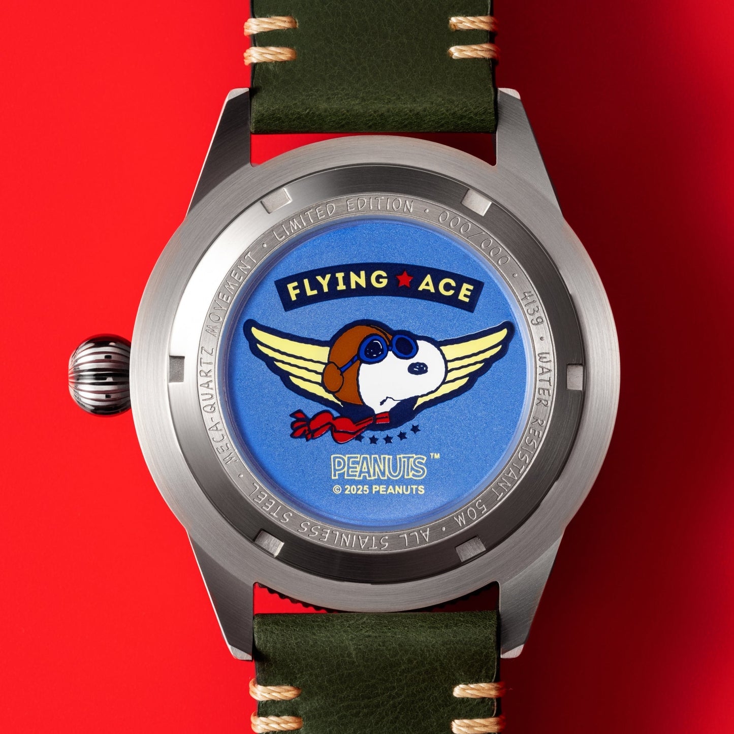 AVI-8 Flyboy Airmaster 40 Peanuts Snoopy Flying Ace Limited Edition Doghouse Green