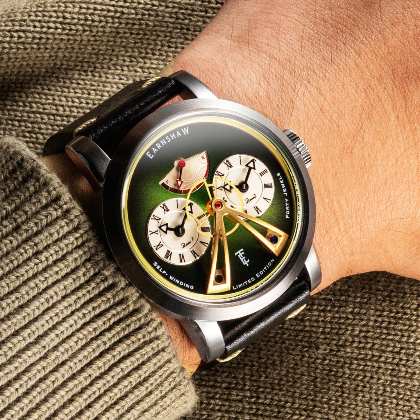 Thomas Earnshaw Heritage Beaufort Power Reserve Dual Time Automatic Green Fume Limited Edition