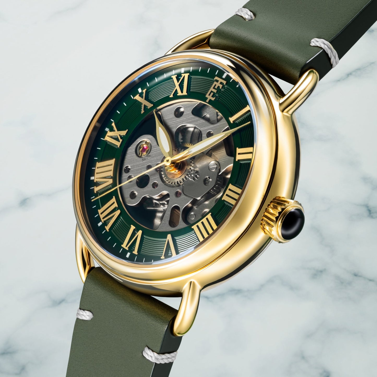 Thomas Earnshaw Heritage Investigator 40 Skeleton Automatic Fern Green