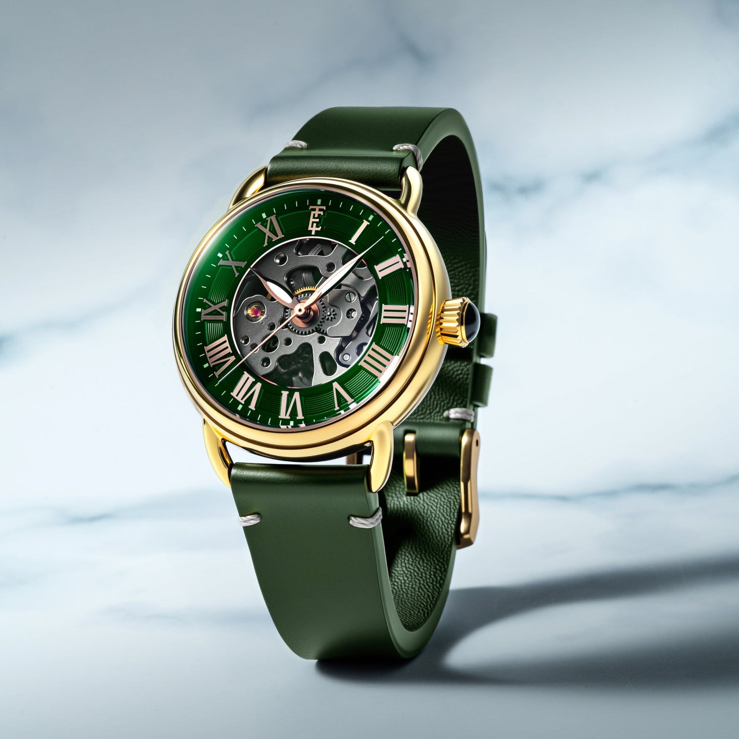 Thomas Earnshaw Heritage Investigator 40 Skeleton Automatic Fern Green