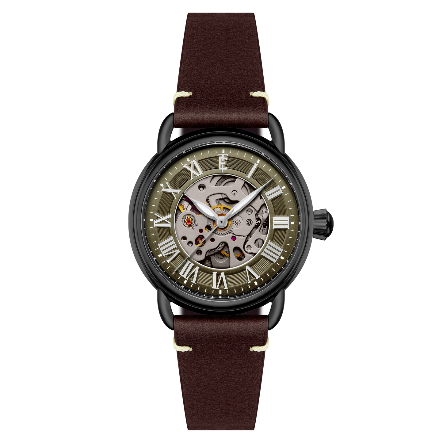 Thomas Earnshaw Heritage Investigator 40 Skeleton Automatic Olive Green