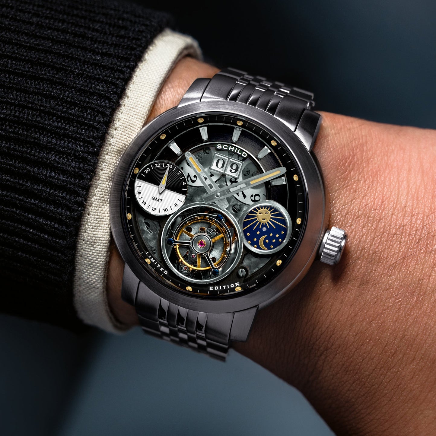 Schild Heinrich GMT Moonphase Tourbillon Limited Edition Raven Black