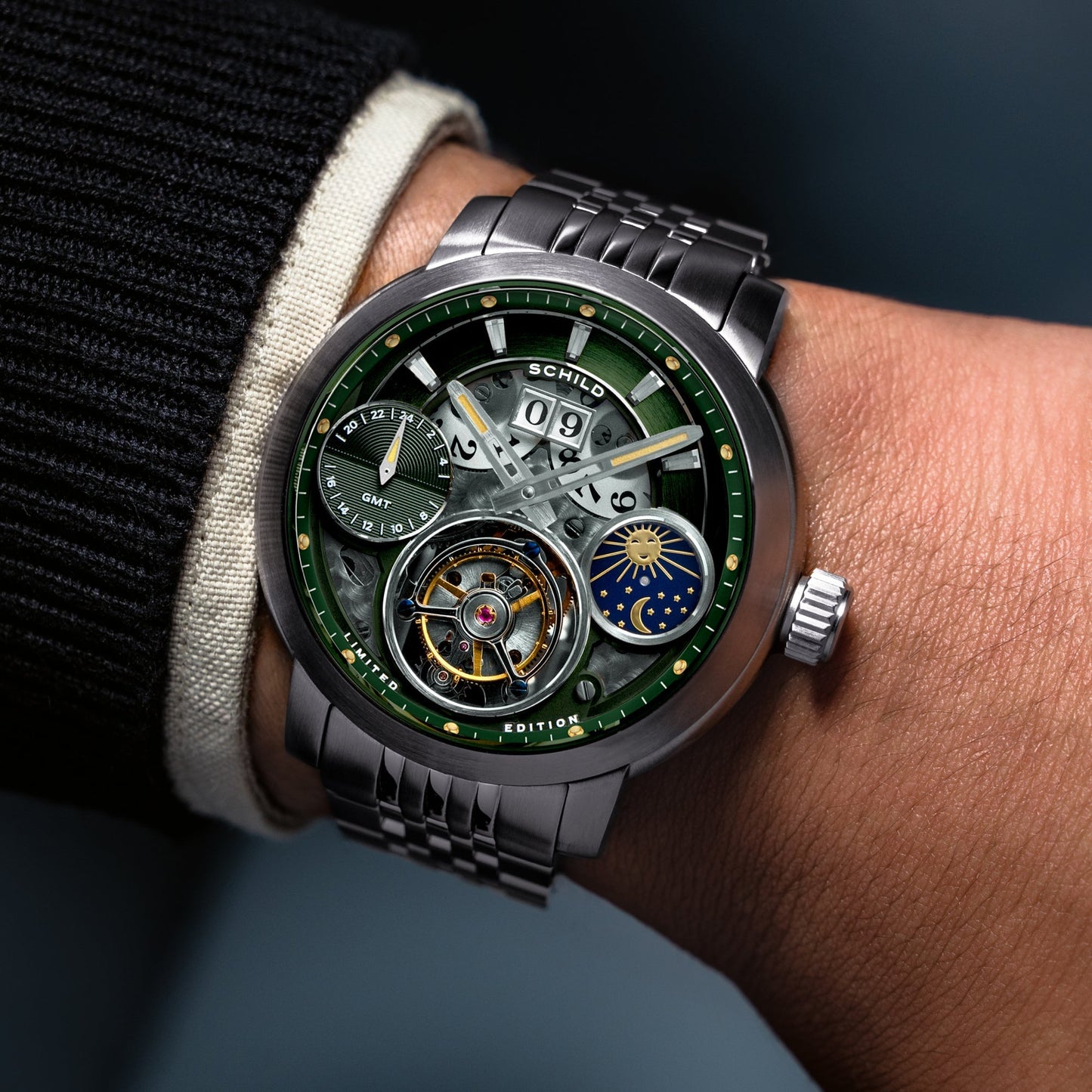 Schild Heinrich GMT Moonphase Tourbillon Limited Edition Jade Green