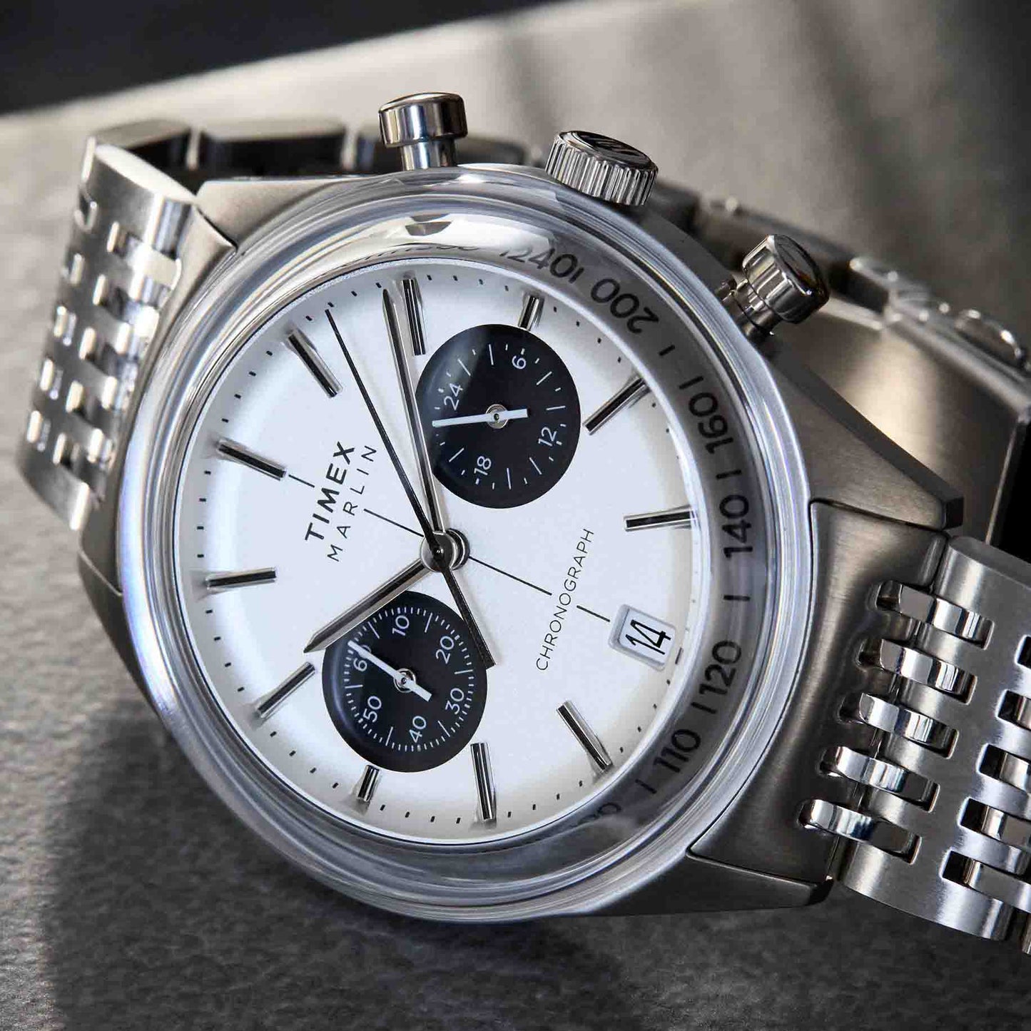 Timex Marlin Jet Quartz Chronograph 40mm White SS