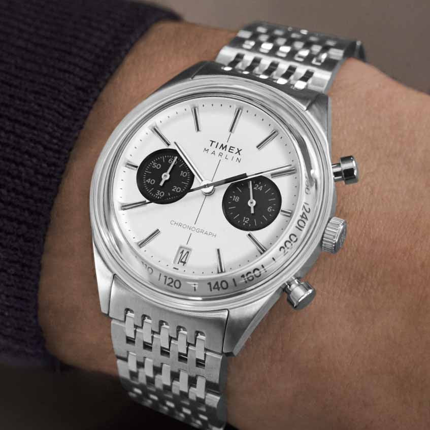 Timex Marlin Jet Quartz Chronograph 40mm White SS