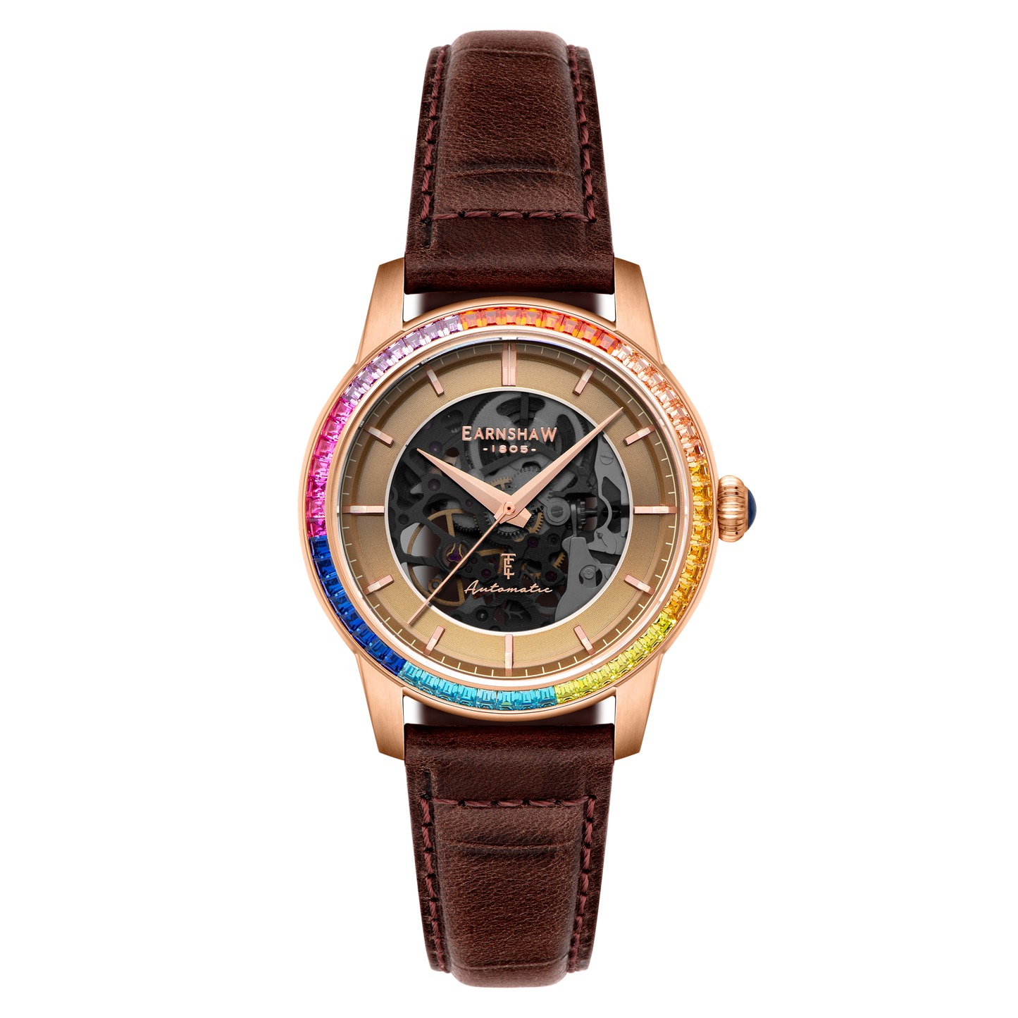 Thomas Earnshaw Celestial Glory Skeleton Automatic Amber Brown