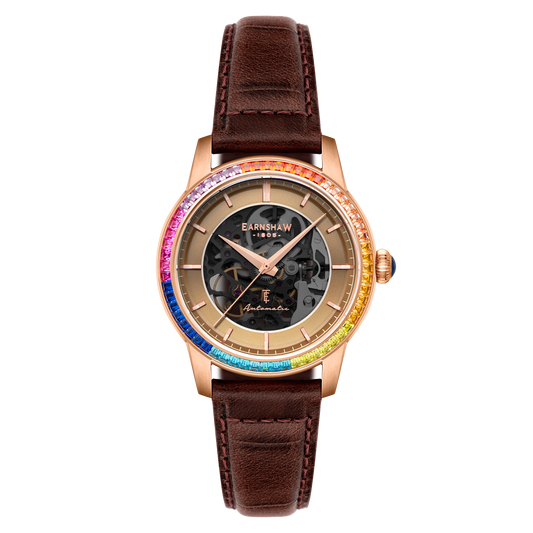 Thomas Earnshaw Celestial Glory Skeleton Automatic Amber Brown