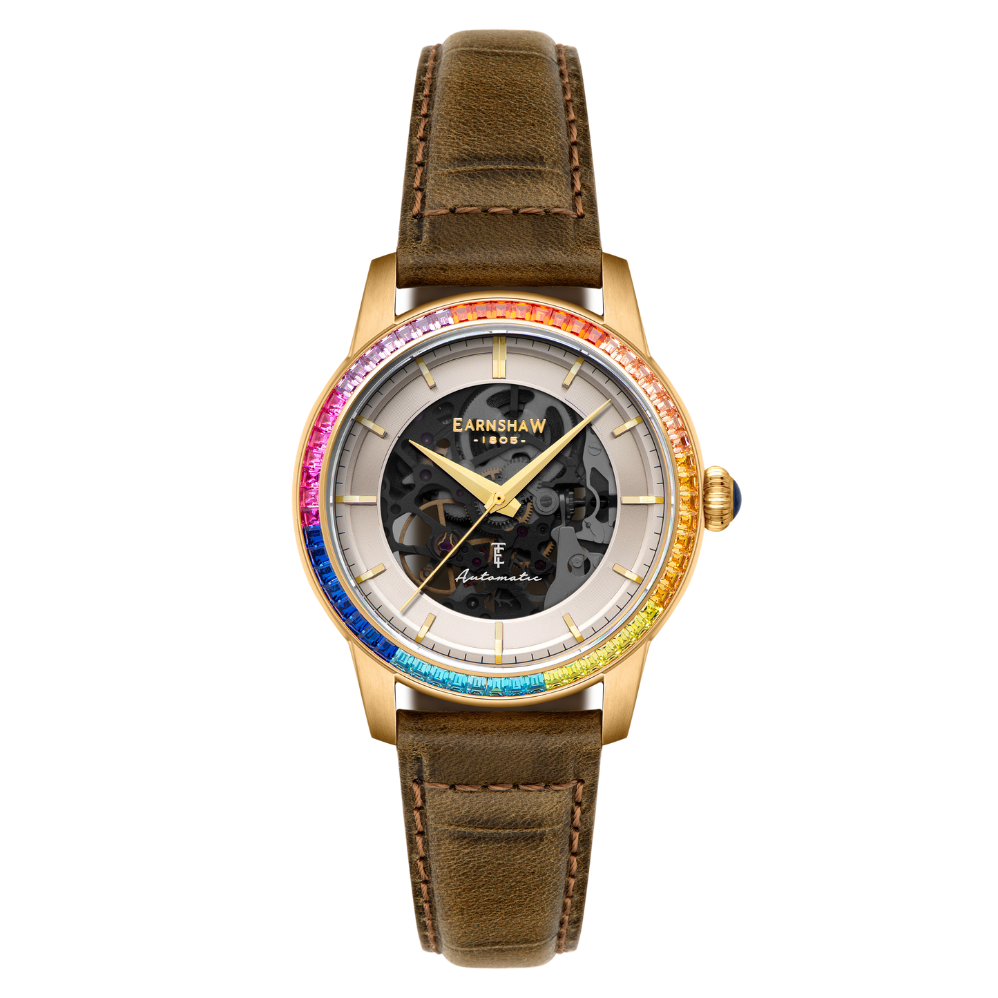 Thomas Earnshaw Celestial Glory Skeleton Automatic Walnut Brown