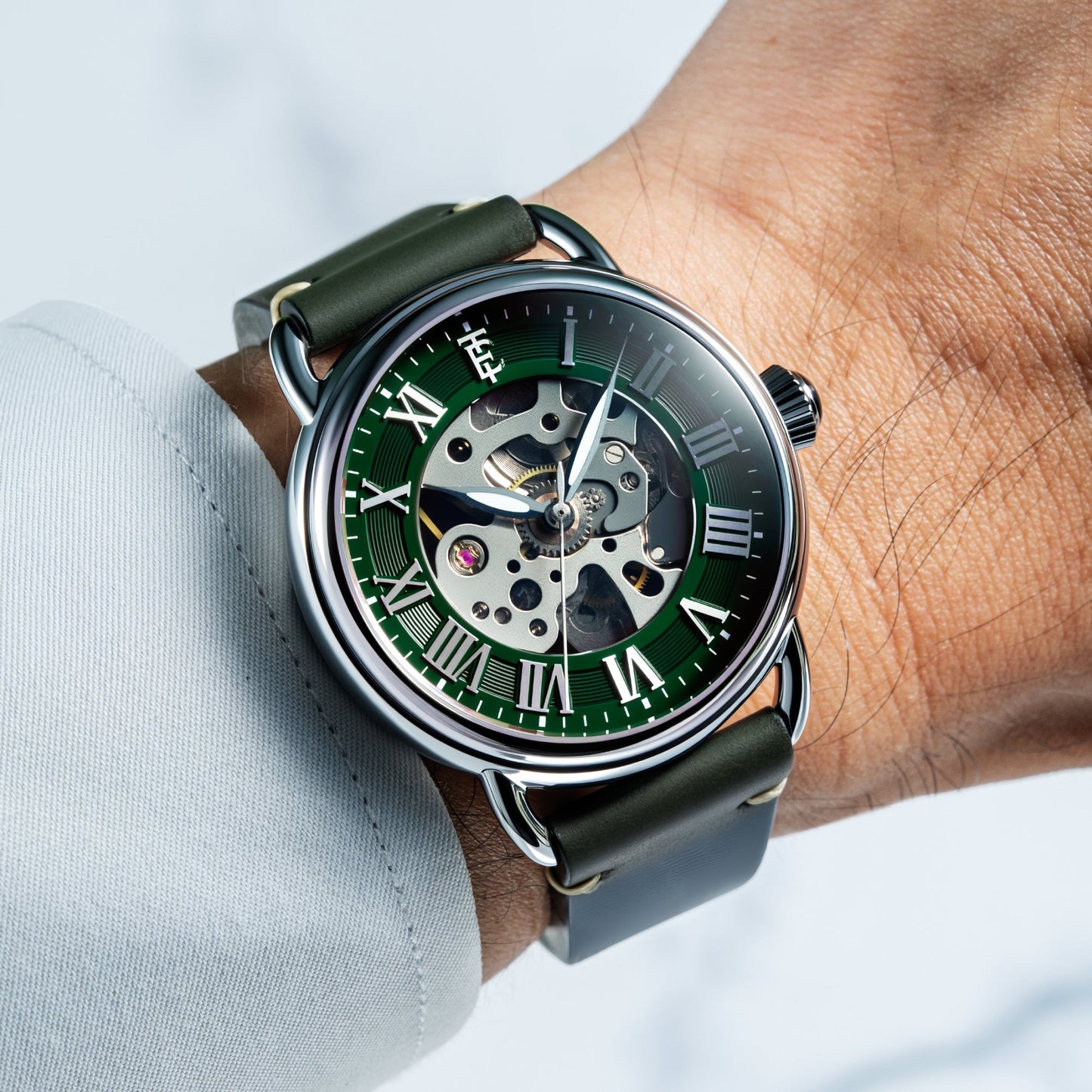 Thomas Earnshaw Heritage Investigator 40 Skeleton Automatic Sage Green