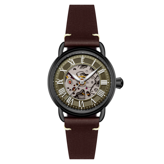 Thomas Earnshaw Heritage Investigator 40 Skeleton Automatic Olive Green